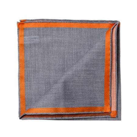 Les pochettes de costume &raquo; Les couleurs &raquo; Mouchoir de poche amalfi gris à satin orange